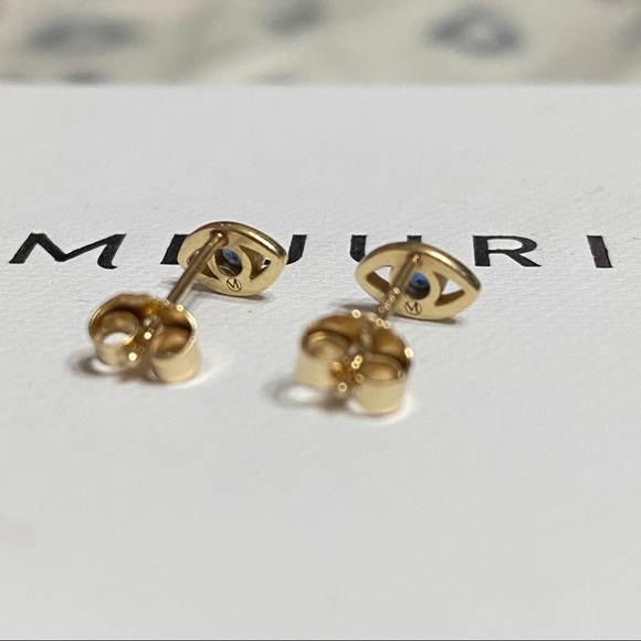 RARE Mejuri Blue Sapphire Evil Eye Studs - Picture 7 of 9